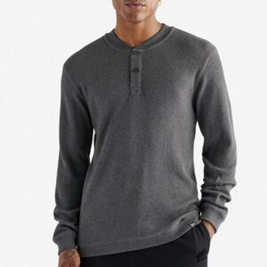 ROOTS Men’s Black Creek Henley Shirt Charcoal Mix, Long Sleeve Top XL 🦫